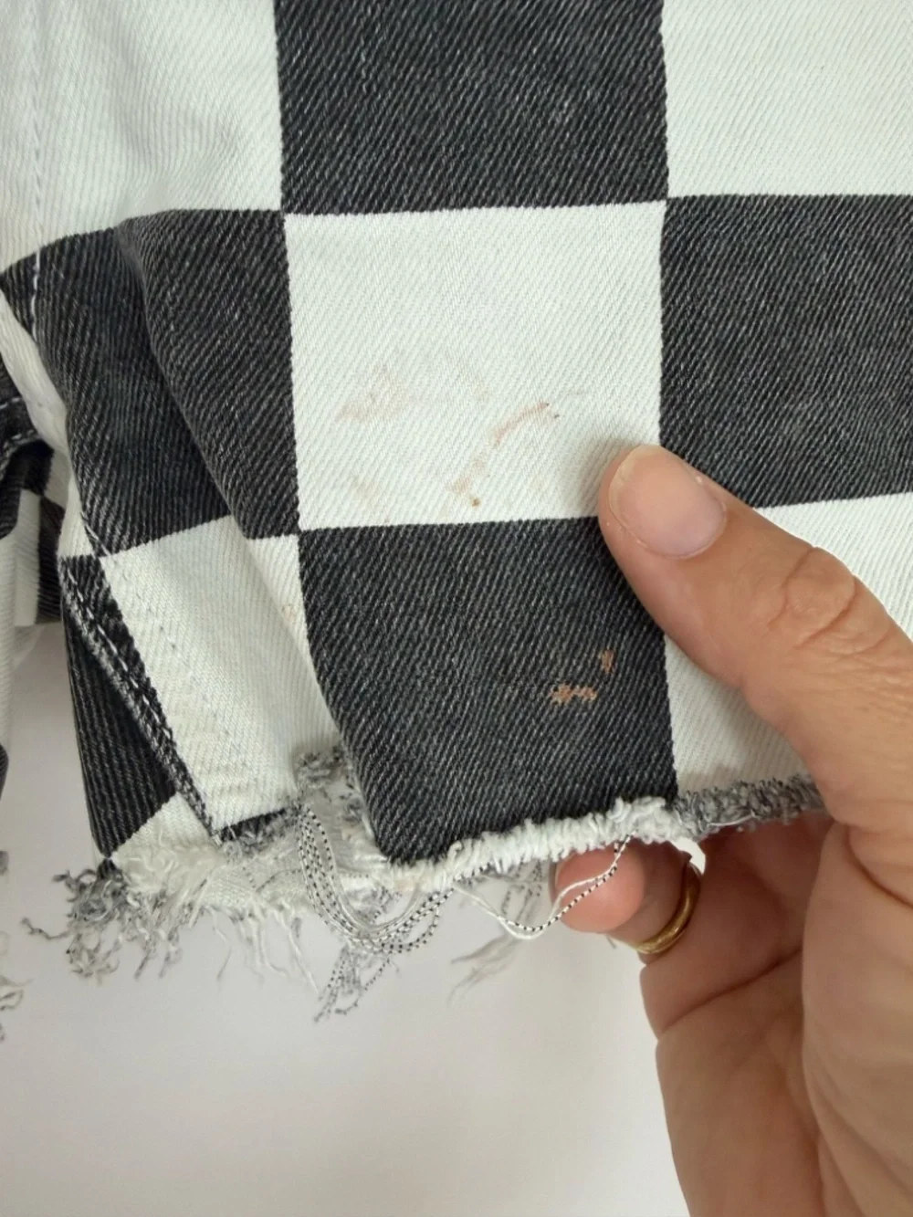 Black And White Checkers Cut Off Shorts